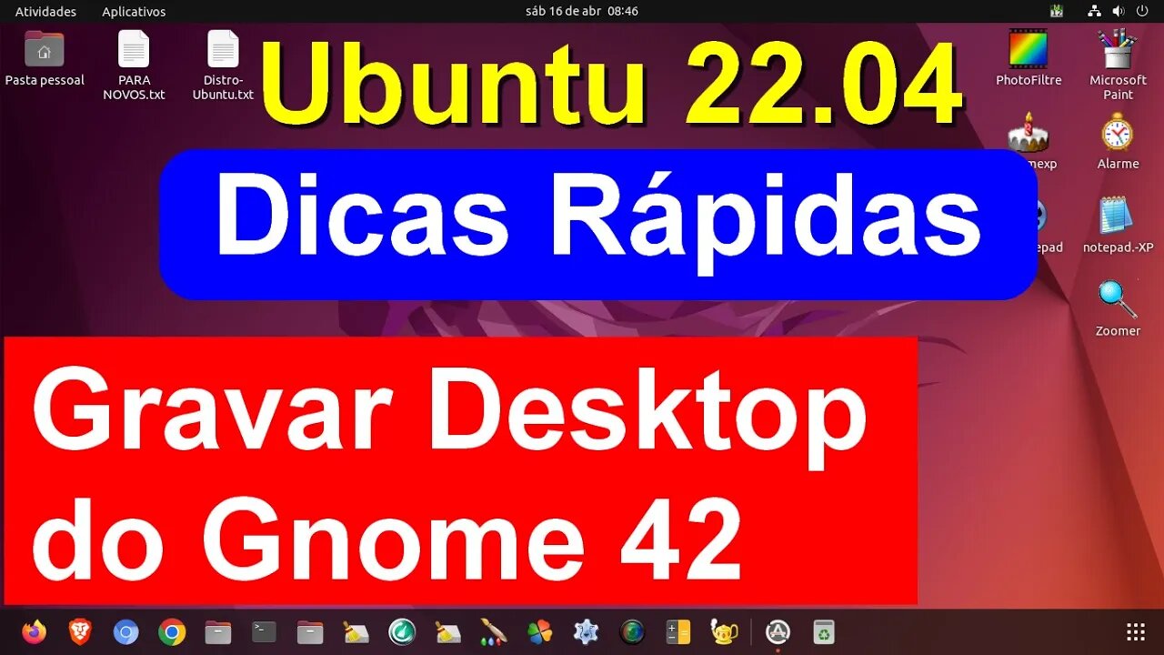 Como usar o Gravador Desktop do Gnome 42 Ubuntu 22.04 - Dicas Rápidas Linux Ubuntu