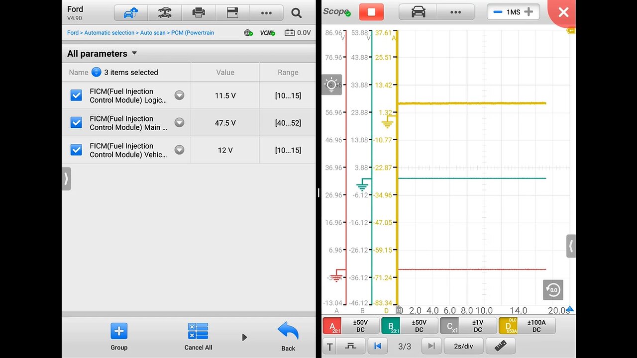 Case Study - Ford 6.0L FICM Voltages & Injector Scope Waveform