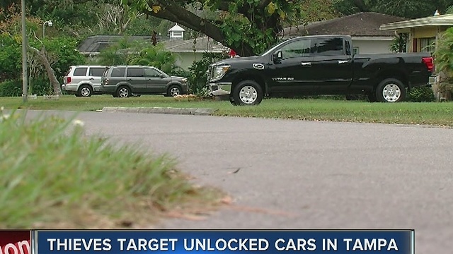 Thieves target unlocked cars in Tampa