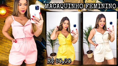 ANIVERSÁRIO SHOPEE 7.7 2022 Macaquinho Feminino Cinto/ Listra/ Moda!