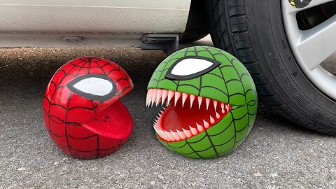 Experiment Car vs Spider Pacman, Watermelon | Crushing crunchy & soft things by car