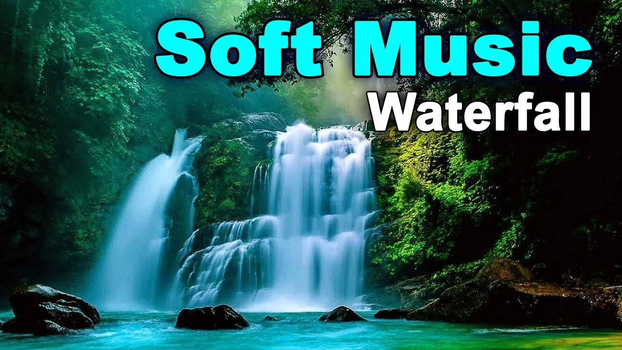 Soft Calming Acoustic Music + Sounds Of Waterfall For Relaxation & Meditation (ASMR)