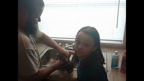 Bath time for Oreo