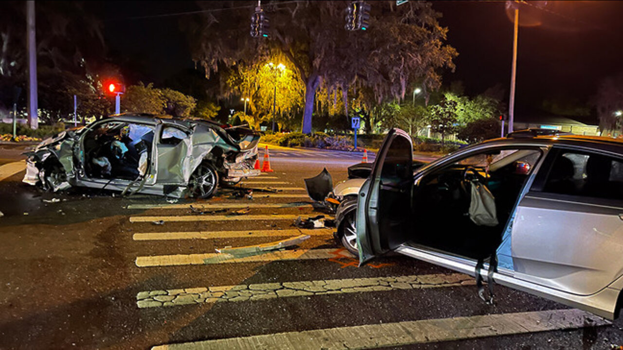 Street Racers Crashing In Crowd