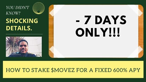 How To Stake $MOVEZ For A Fixed 600% APY - 7 Days Only!!!