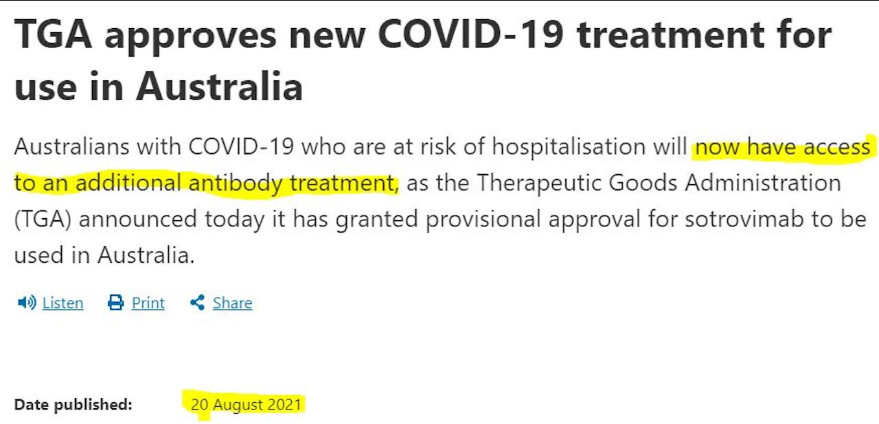 AUSTRALIA APPROVES COVID19 TREATMENT