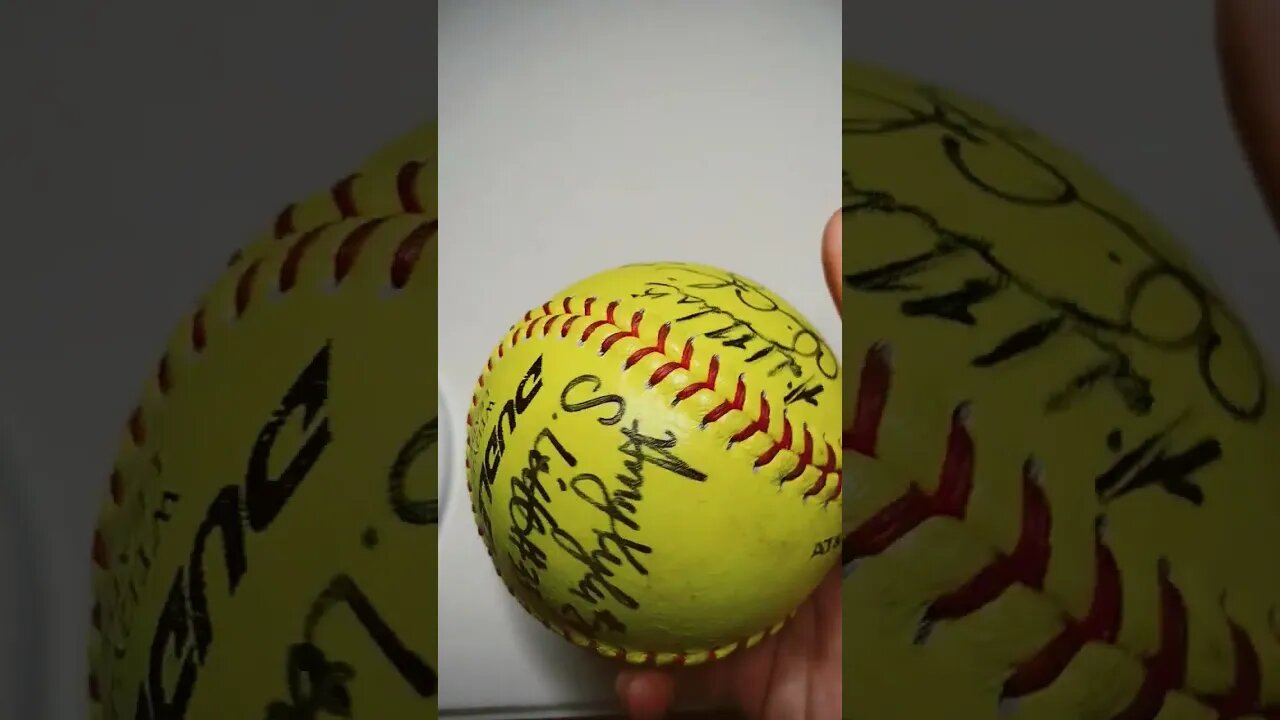 SOFTBALL WITH SIGNATURES. ANY THOUGHTS? LIKE AND SUBSCRIBE.