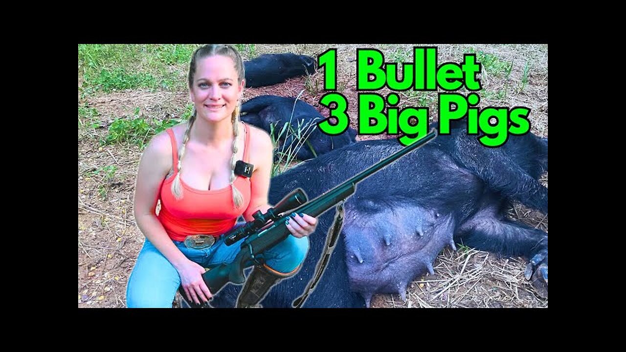 Hunting Queen Takes Down 3 Wild Hogs with ONE Bullet!
