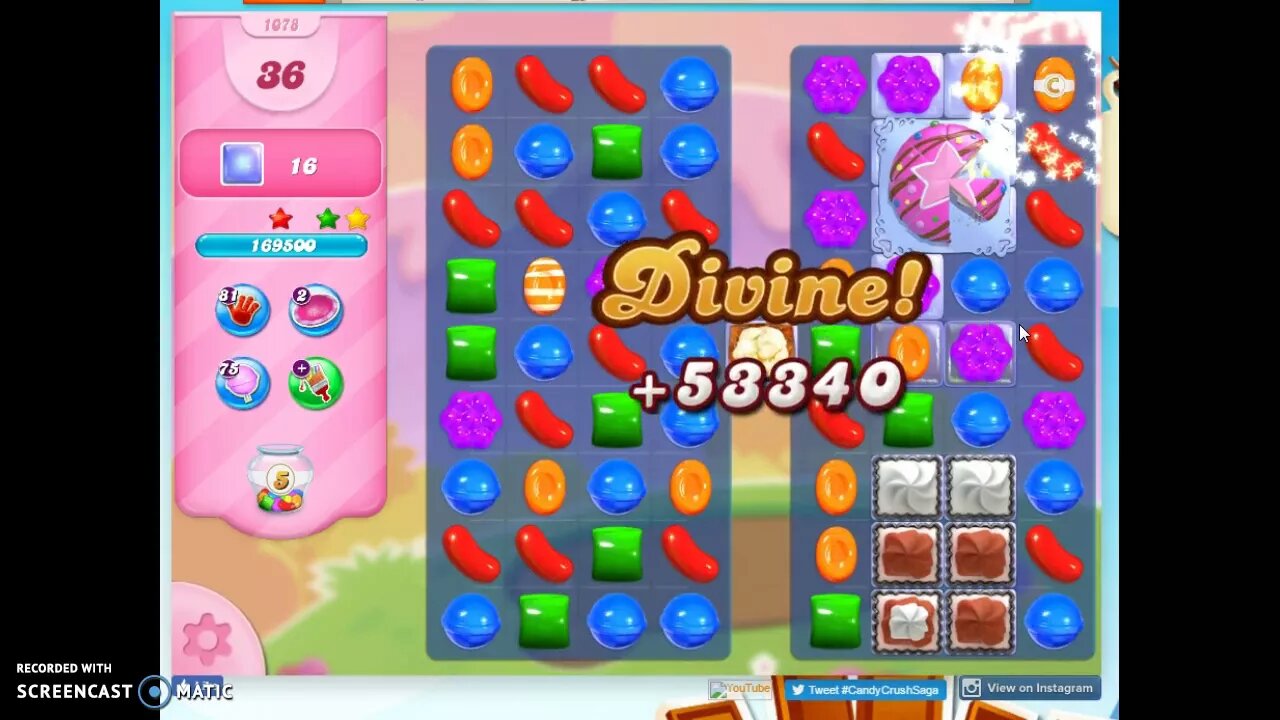 Candy Crush Level 1078 Audio Talkthrough, 3 Stars 0 Boosters