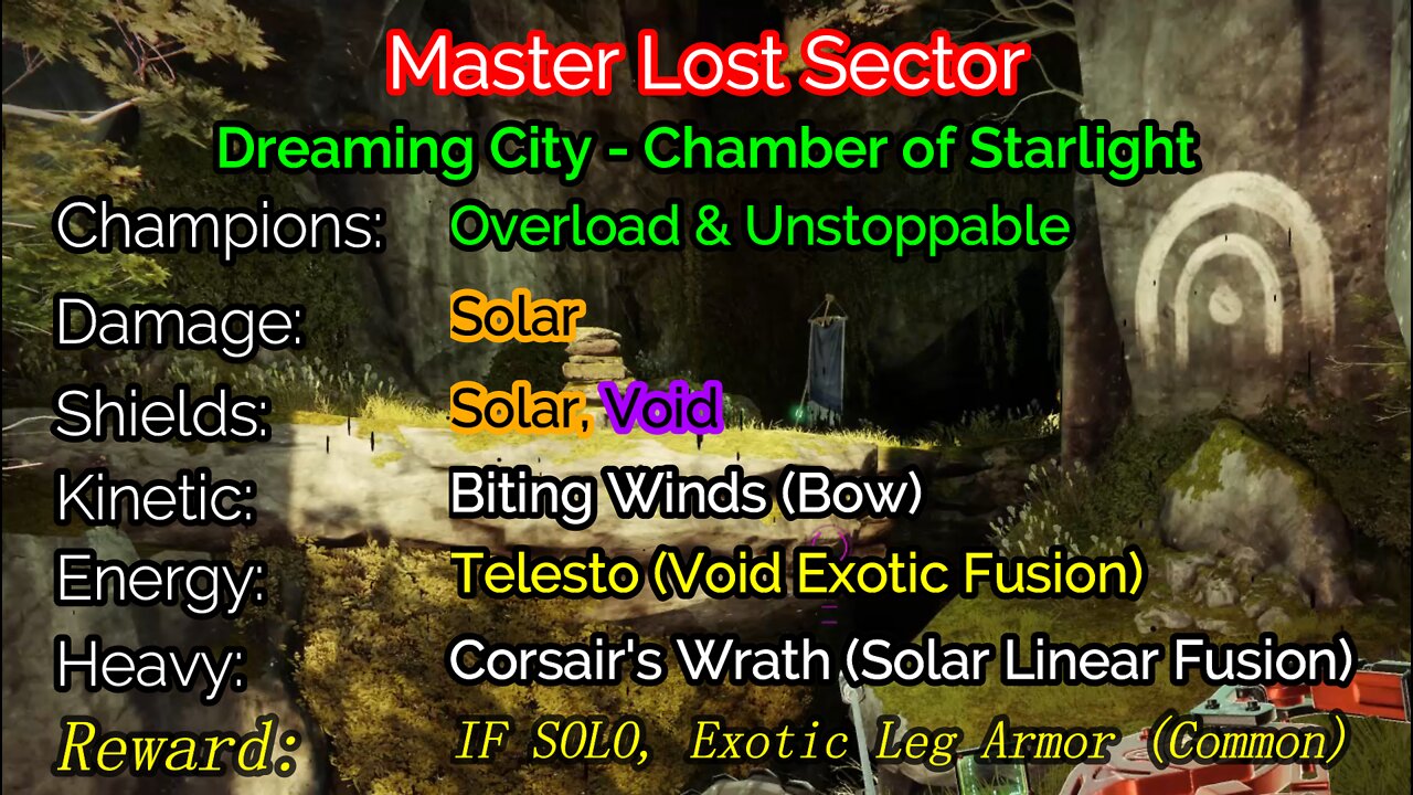 Destiny 2, Master Lost Sector, Chamber of Starlight on the Dreaming City 2-7-22