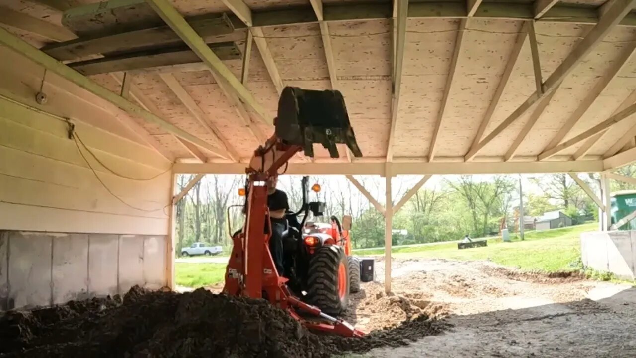 Dug Out Carport with Box Blade and Backhoe.