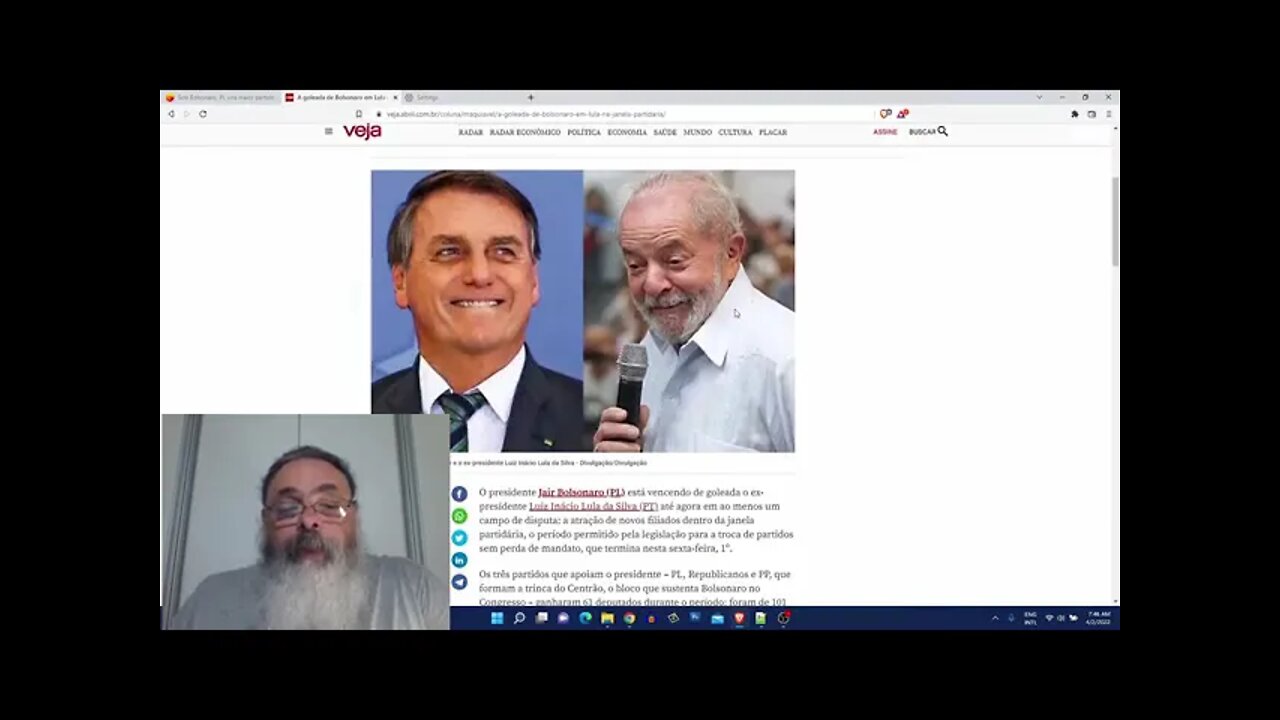 Com mudanças da janela partidária, Bolsonaro aumenta muito e Lula diminui