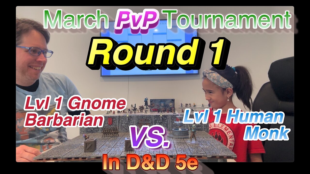 Dungeons and Dragons PvP Combat, Lvl1 Human Monk Vs. Lvl1 Gnome Barbarian - Round 1