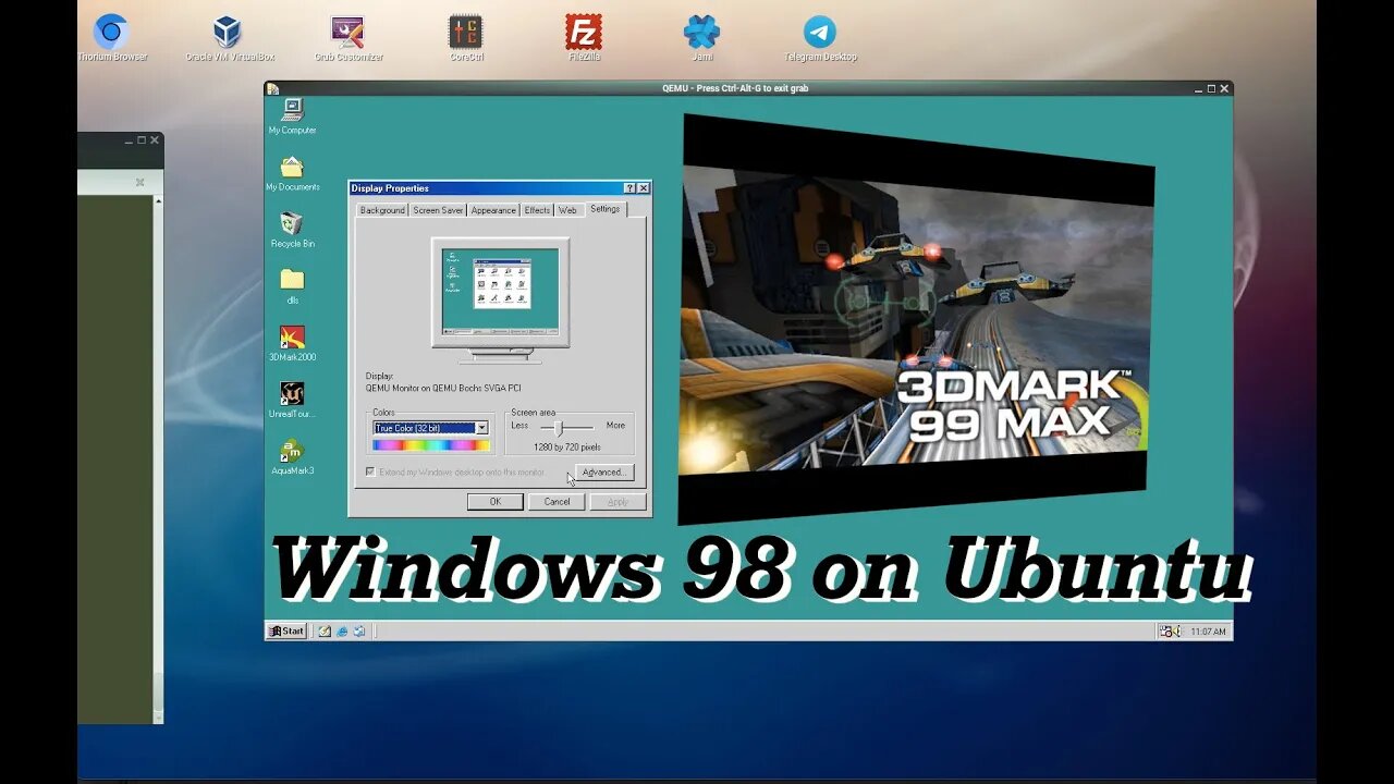 Windows 98 retro gaming emulator for Ubuntu Linux