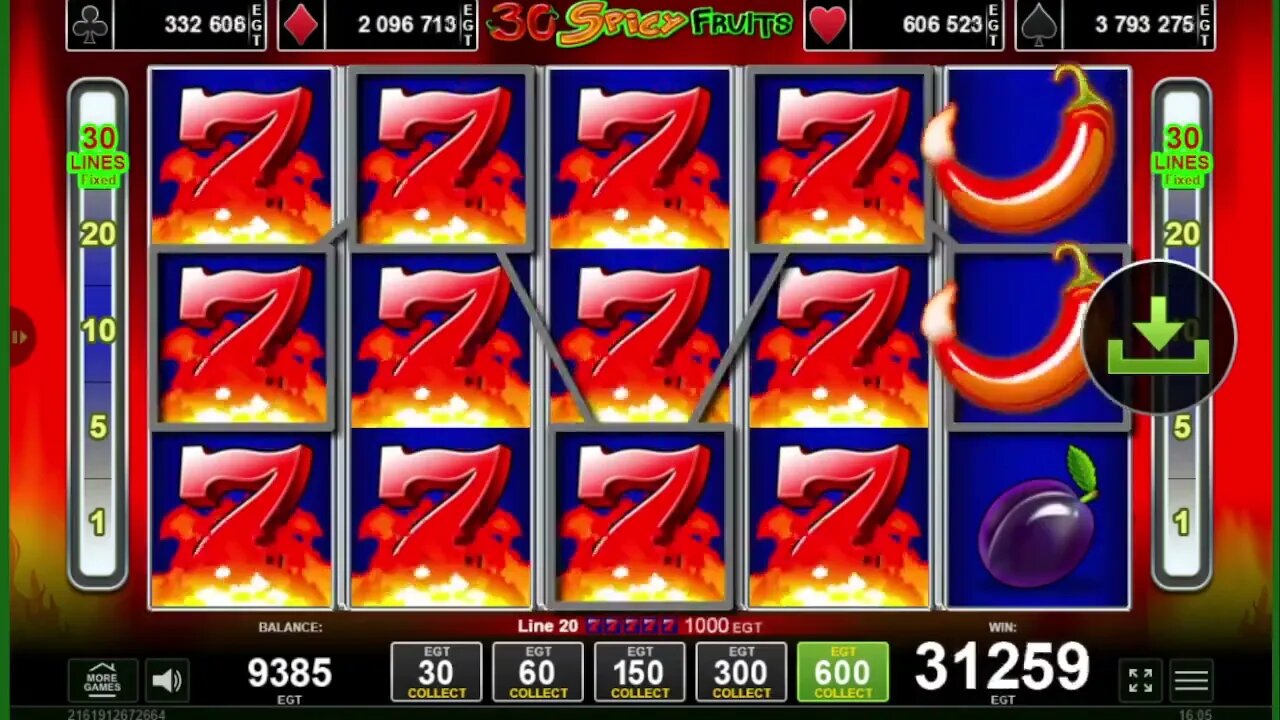 30 SPICY FRUITS EXTRA HUGE WIN EGT