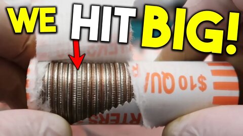 BIG SCORE FOUND from the BANK!! Coin Roll Hunting Quarters for SILVER!!