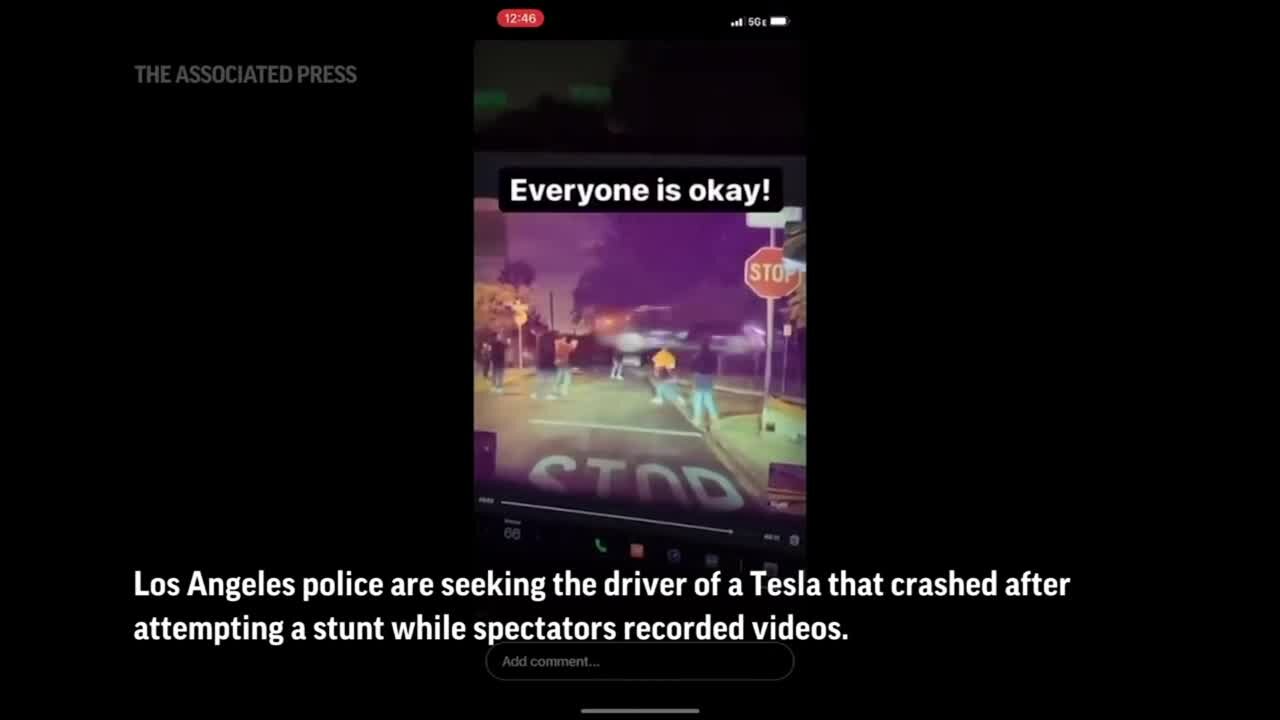 LA police seek driver after Tesla street stunt ends in crash