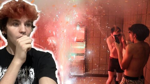 LIGHTING OFF FIREWORKS In A BATHROOM (BAD IDEA) | Jimvadar TV