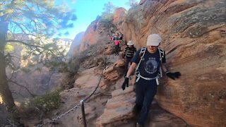 Hiking Angels Landing at Zion National Park in southern Utah