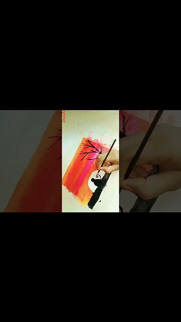 How to paint scenery Landscape in Acrylic Painting #shorts