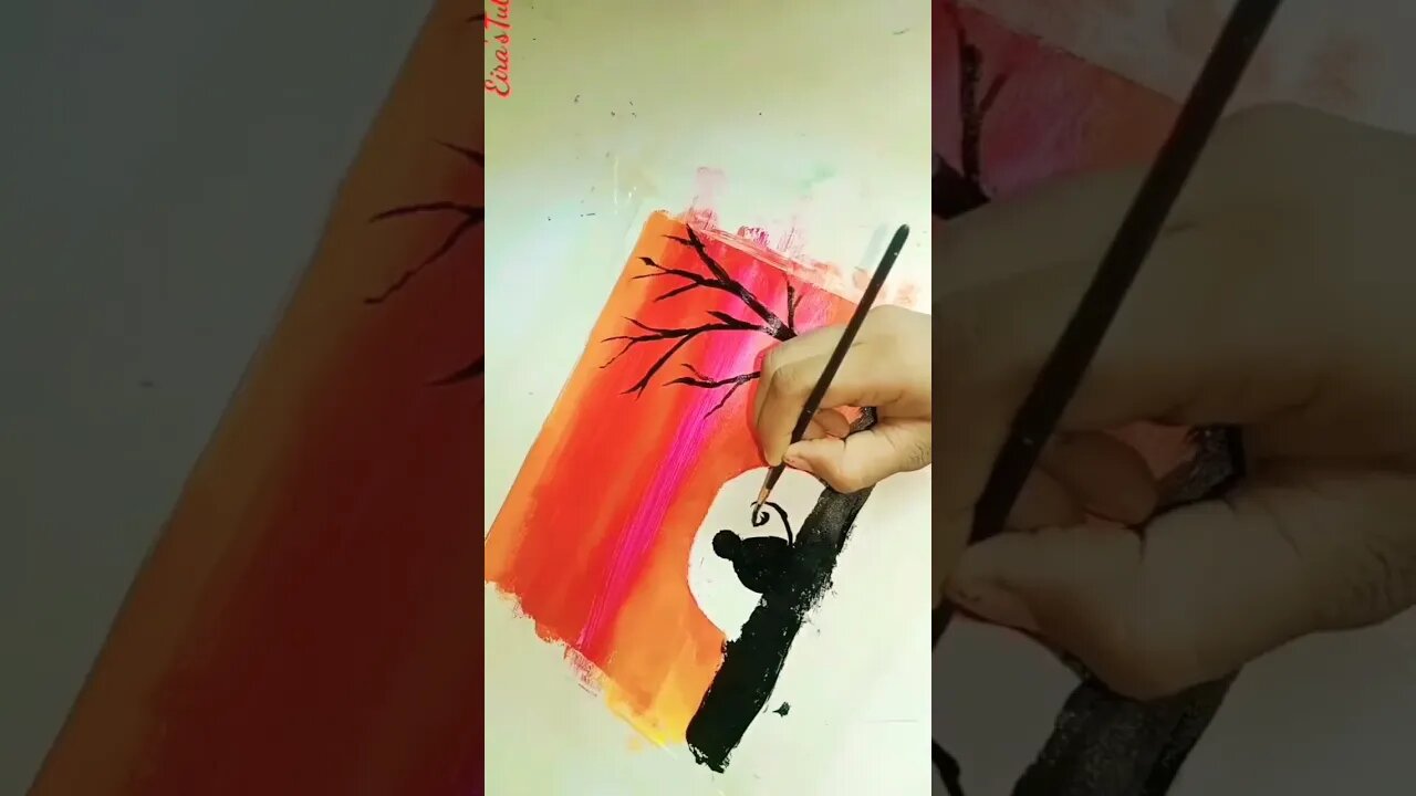 How to paint scenery Landscape in Acrylic Painting #shorts