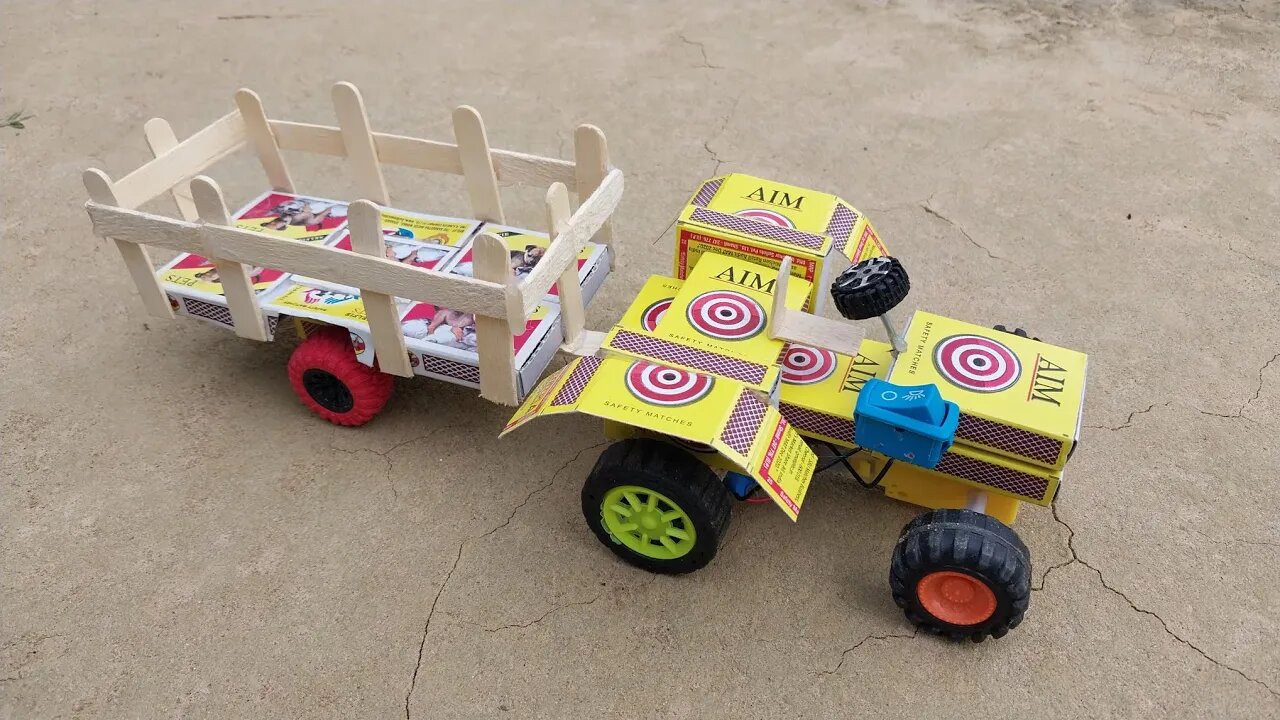 How to Make a Tractor with Trolley | Matchbox Tractor | DC Motor and Battery