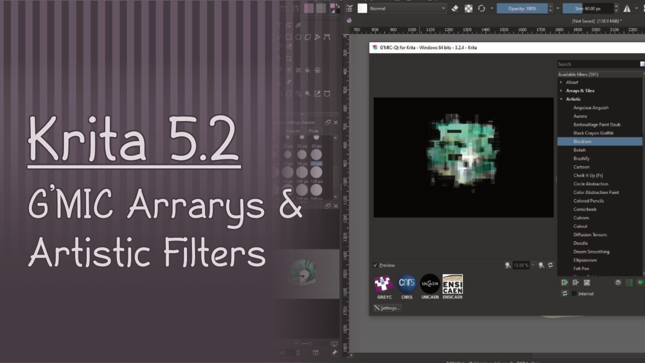 Krita 5.2 Tutorial: G'MIC Arrays and Artist Filters