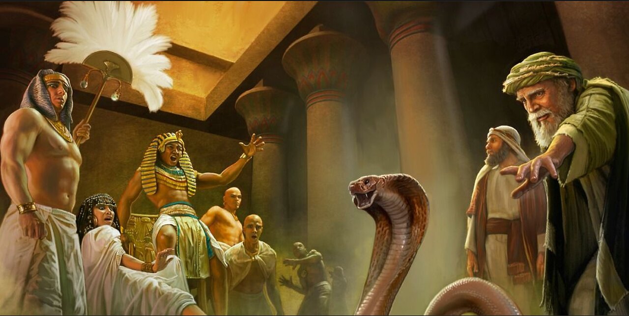 Exodus Chapter 7. God's first sign: Moses' rod turns into a serpent. (SCRIPTURE)