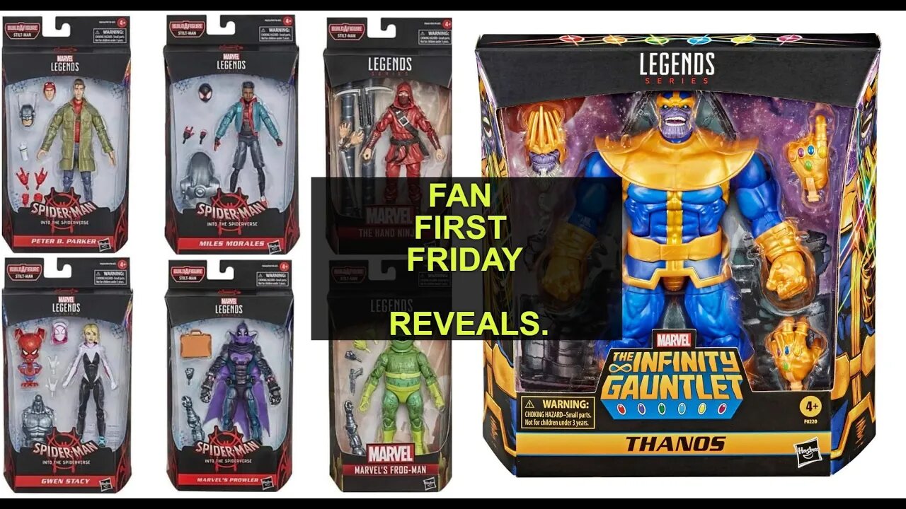 FAN FIRST FRIDAY MARVEL LEGENDS THANOS, STILT MAN WAVE, SPIDERVERSE SPIDER-MAN - NINJA KNIGHT