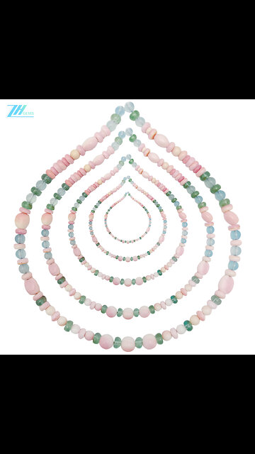 Milky Blue Aquamarine jasper Princess spiny oyster handmade choker colorful necklace01