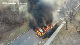 Driver, students escape injury after school bus erupts in flames