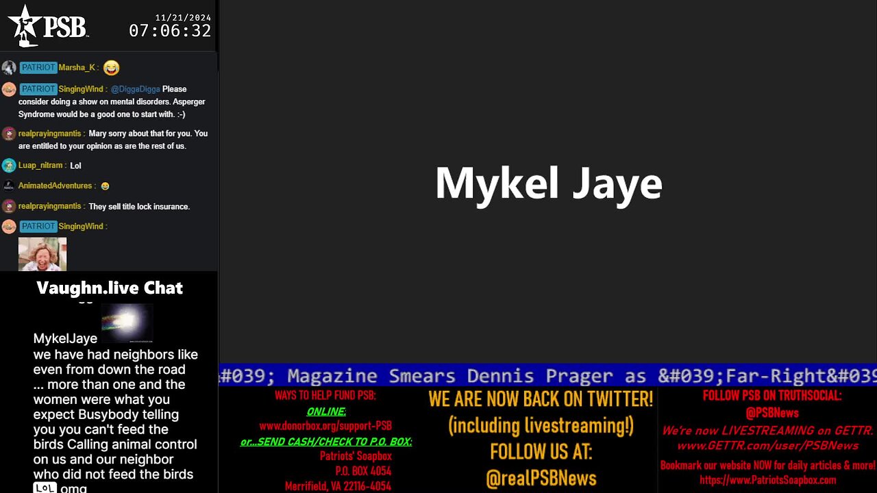 2024-11-21 07:00 EST - Patriots Soapbox AM: with MykelJaye