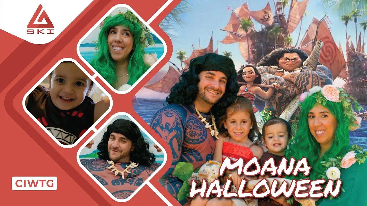 MOANA HALLOWEEN | FAMILY DRESSES UP AS CHARACTERS FROM MOANA | DAD DOES MAUI RAP DRESSED AS MAUI