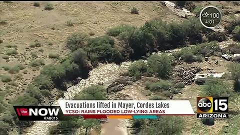 Mayer evacuations lifted after flooding from storms