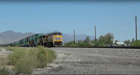 Railfanning the Union Pacific Gila Sub: EB Stack Train through Maricopa, AZ 8-6-2012