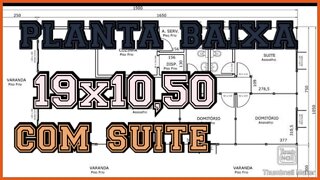 planta baixa 19x10,50 com suite