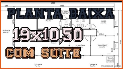planta baixa 19x10,50 com suite