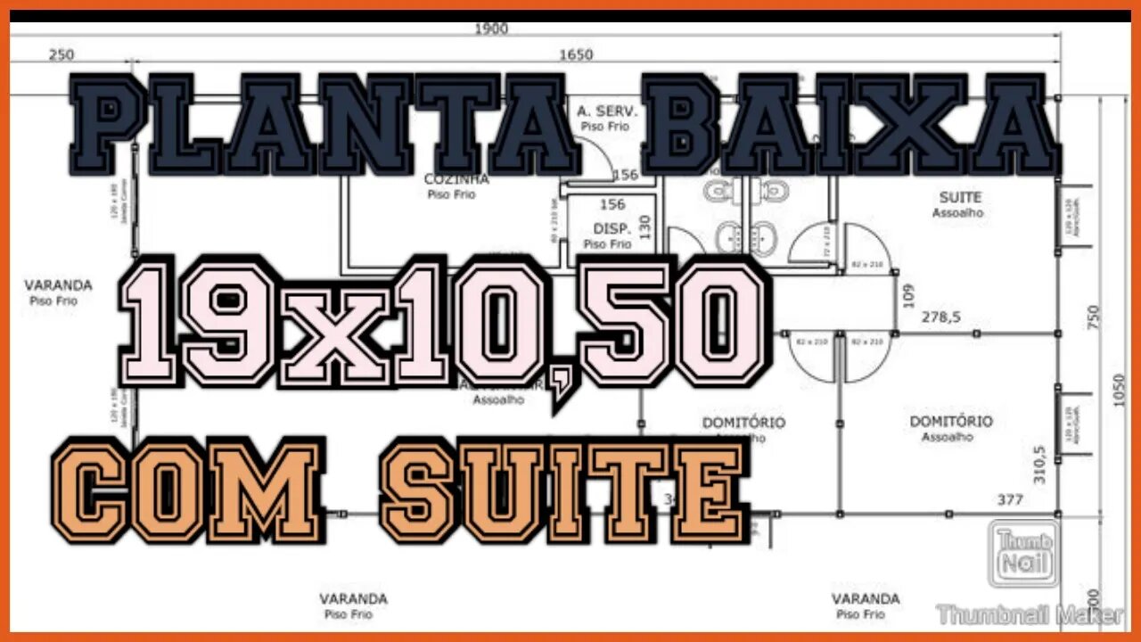 planta baixa 19x10,50 com suite