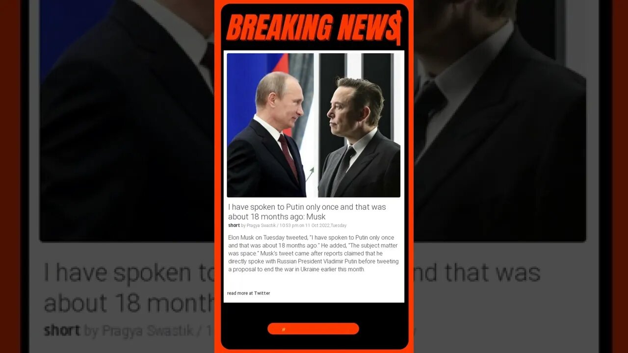 Breaking News | Musk talks Putin | #shorts #news