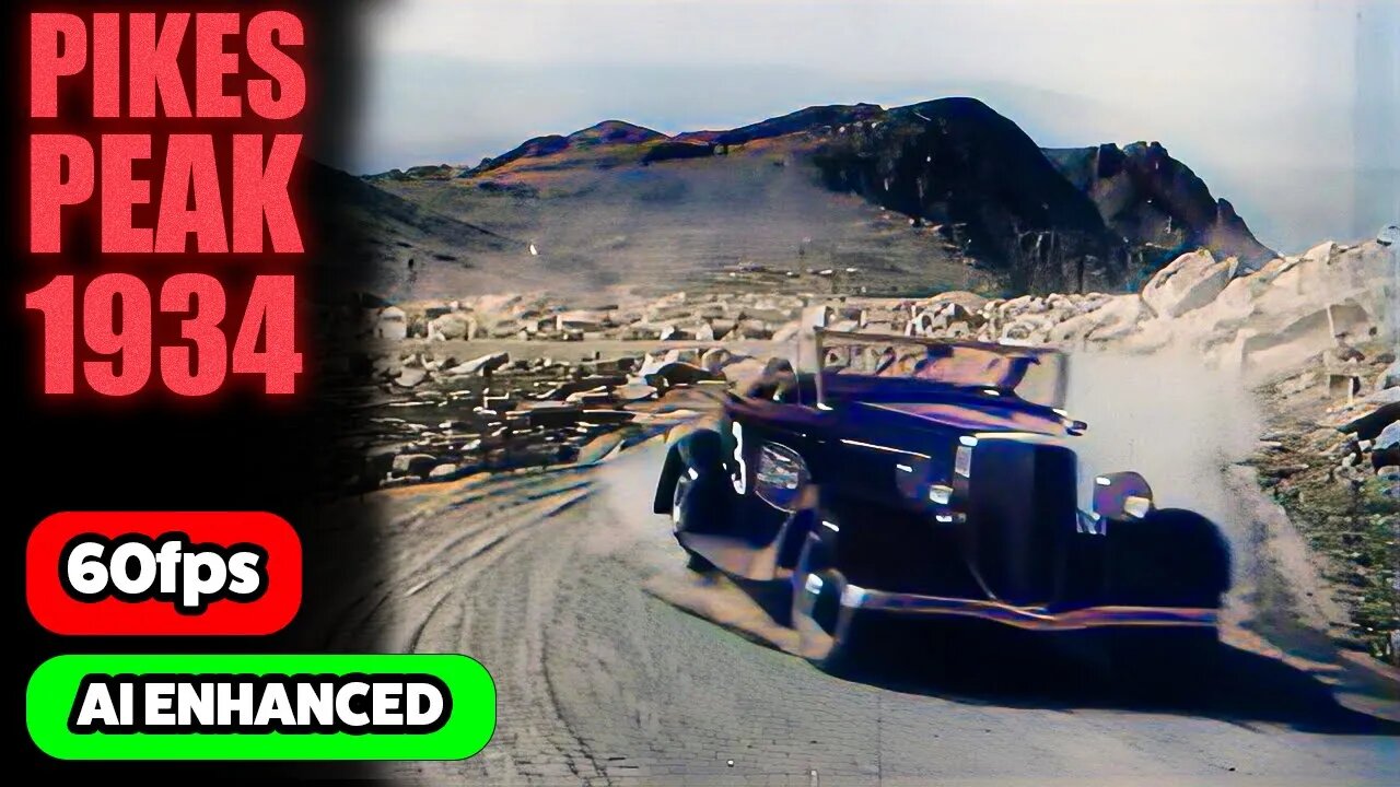 [1934] Pikes Peak Hill Climb | 60fps, Colorized, AI Enhanced