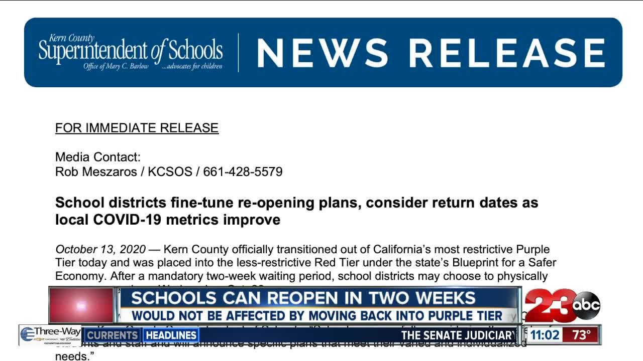 Schools can reopen in two weeks