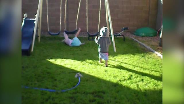 Excited Tot Girl Falls Off Swing She Got For Christmas