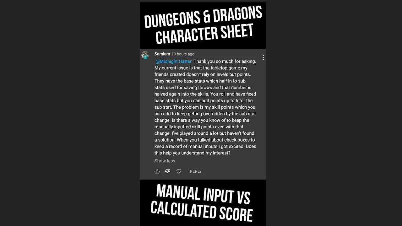 Dynamic D&D Character Sheet Bonus | Manual Override Switch #Shorts