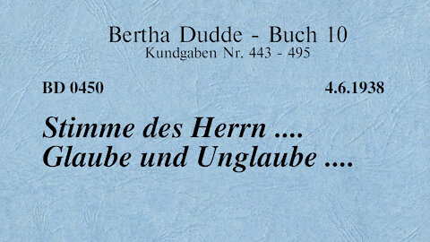 BD 0450 - STIMME DES HERRN .... GLAUBE UND UNGLAUBE ....