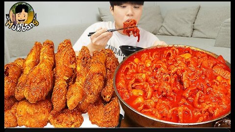 ASMR MUKBANG | Crispy Fried Chicken, Spicy chicken feet, tteokbokki korean food eating sound !