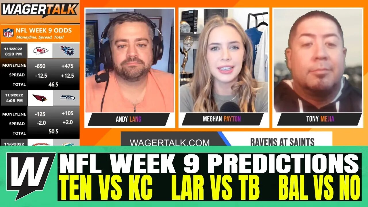 NFL Week 9 Predictions and Odds | Titans vs Chiefs | Rams vs Buccaneers | Ravens vs Saints Previews