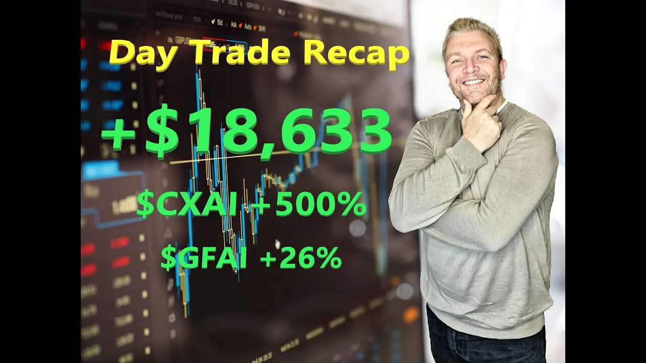 Day Trade Recap +$18,633 $CXAI +500%, $GFAI +26%