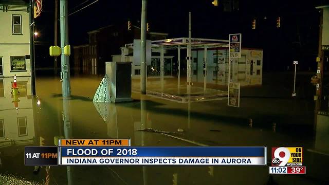 Governor inspects damage in Aurora, Indiana