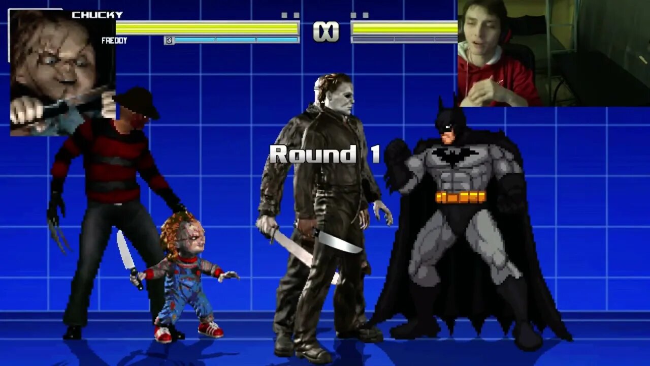 Horror Movie Characters (Chucky, Freddy Krueger, Jason, And Michael Myers) VS Batman In A Battle