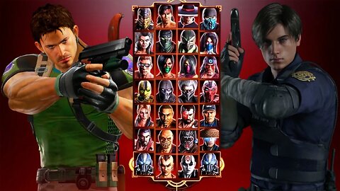 Mortal Kombat 9 - Chris Redfield And Leon Mod - Expert Tag Ladder - Gameplay @(1080p)